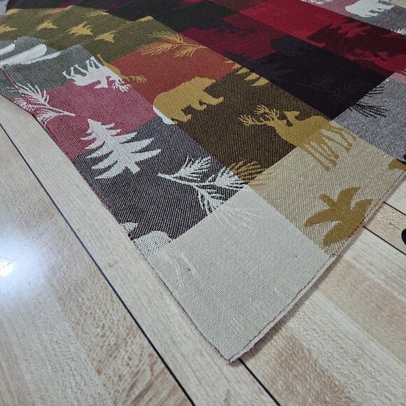 Home Studio Set 8 Woodland Placemats 8"x13" Deer Bear Trees Red Brown Cream - Picture 2 of 13